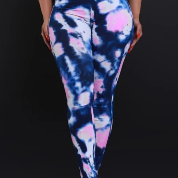Reaction Tie Dye High Rise Stretchy Skinny Jeans - Navy/PinkRated - Picture 4 of 8